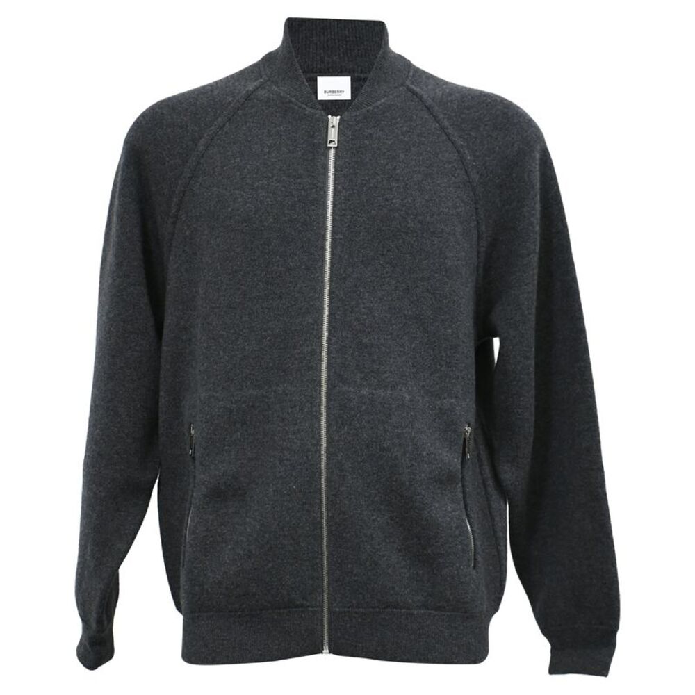 Burberry Zipped Bomber Jacket in Grey Wool